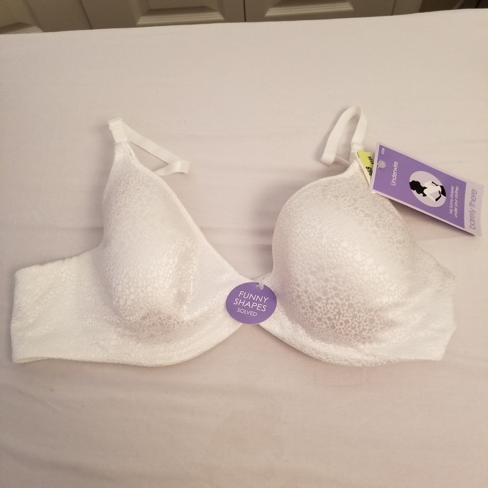 Barely There Funny Shapes Solved Underwire Bra White Lace Texture 36B NWT